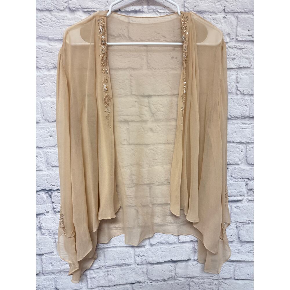 Montage Mon Cheri Mother of Bride Blush Dress Chiffon Jacket Beaded Detail - 16 - Picture 9 of 10